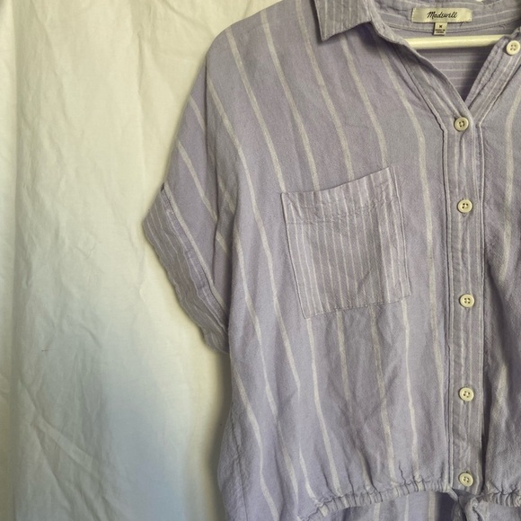 Madewell Linen-Blend Button-Up Drawstring Shirt in
Stripe-Play Size Medium - Picture 4 of 14